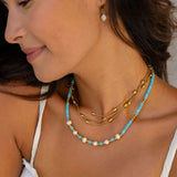 Free Spirit Turquoise & Pearl Beaded Necklace