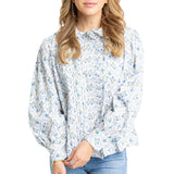 French Floral Pleat Ruffle Collar Top