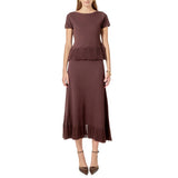 Fringe Hem Knit Midi Skirt