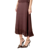 Fringe Hem Knit Midi Skirt