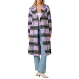 Fuzzy Plaid Long Coat