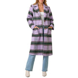Fuzzy Plaid Long Coat