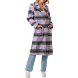 Fuzzy Plaid Long Coat