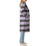 Fuzzy Plaid Long Coat