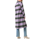 Fuzzy Plaid Long Coat