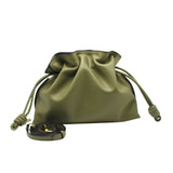 Genuine Leather Drawstring Pouch Shoulder Bag