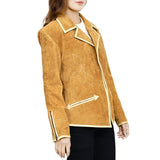 Genuine Leather Women Shirt Blazer Jacket - Golden Tan