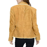 Genuine Leather Women Shirt Blazer Jacket - Golden Tan