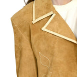 Genuine Leather Women Shirt Blazer Jacket - Golden Tan