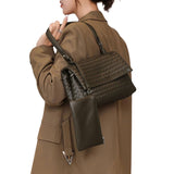 Genuine Leather Woven Envelope Shoulder Crossbody Bag