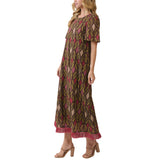 Geometric Print Fringe Hem Maxi Dress