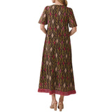 Geometric Print Fringe Hem Maxi Dress