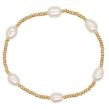 Gold Beaded Pearl Charm Bracelet Set