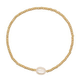 Gold Beaded Pearl Charm Bracelet Set