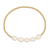 Gold Beaded Pearl Charm Bracelet Set