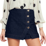 Gold Button Denim Skort