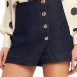 Gold Button Denim Skort