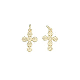Gold Floral Cross Charm Pendant