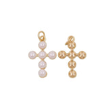 Gold Pearl Cross Charm Pendant