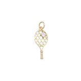 Gold Tennis Racket Charm Pendant