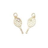 Gold Tennis Racket Charm Pendant