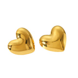 Gold Puffy Heart Stud Earrings