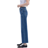 High Rise Trouser Press Wide Leg Jeans