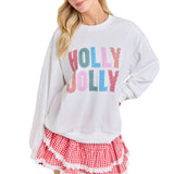 Holly Jolly Patchwork Crewneck Long Sleeve Top