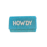 Howdy Fully Beaded Clutch Purse - Turquoise / White