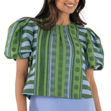 Jane  Puff Sleeve Top - Forest Jubilee