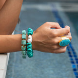 Pebble Beach Beaded Bracelet - Green Turquoise