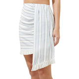 Leah Stripe Faux Wrap Tassel Trim Skirt