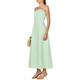 Lucia Folded Strapless Linen Maxi Dress