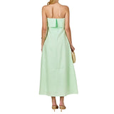 Lucia Folded Strapless Linen Maxi Dress