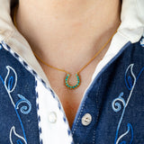 Lucky Horseshoe Turquoise Pendant Necklace