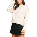 Marble Embellished Sweater Top