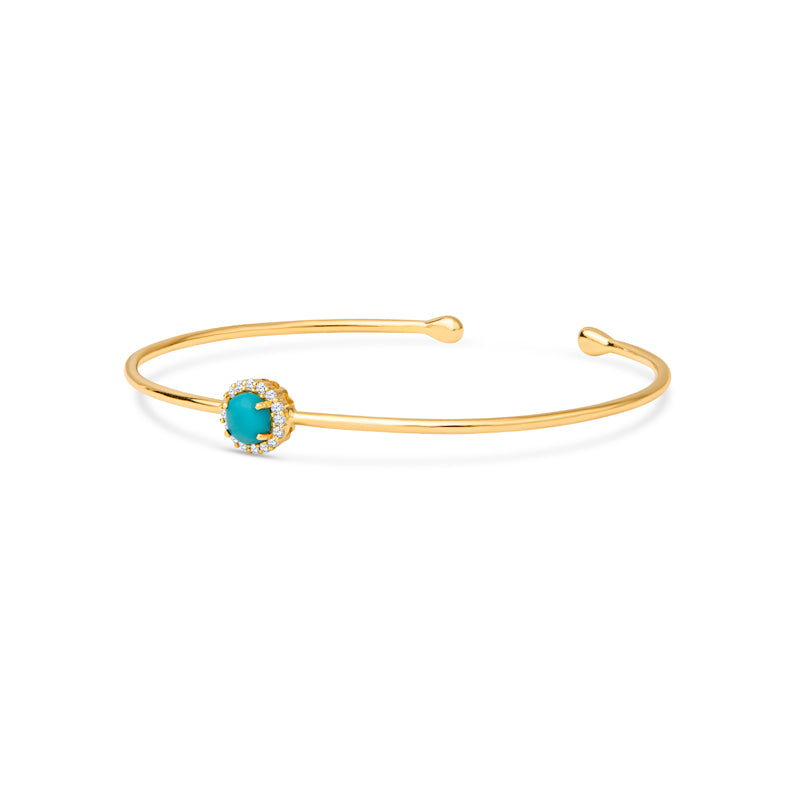 Maria 14K Gold Diamond and Turquoise Bangle