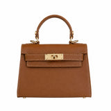 Mini K Genuine Leather Handbag - Cognac