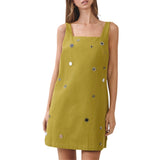 Mirror Embellished A-Line Mini Dress