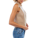Mock Neck Vegan Leather Tank Top