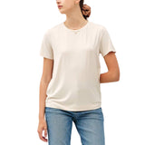 Modal Basic Round Neck T-Shirt - Off White
