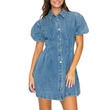Modern Muse Denim Bubble Sleeve Dress