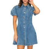 Modern Muse Denim Bubble Sleeve Dress