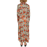 Multicolor Print Collared High Low Dress