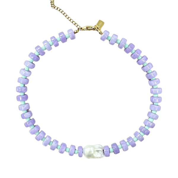 明日は晴れるかな？雲と光の ネックレス ブルー・パープル Lavender Fields Baroque Pearl Beaded Necklace – Christina Greene