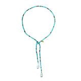 At Ease Turquoise & Pearl Lariat Necklace