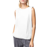 Padded Shoulder Satin Tank - Off White