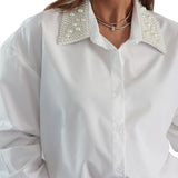 Pearl Collar Poplin Top