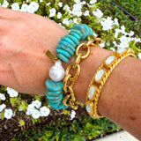 Pebble Beach Beaded Bracelet - Green Turquoise