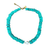 Pebble Beach Beaded Necklace - Green Turquoise